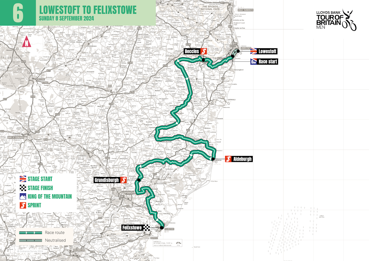 Map of Stage 6 of the Tour of Britain